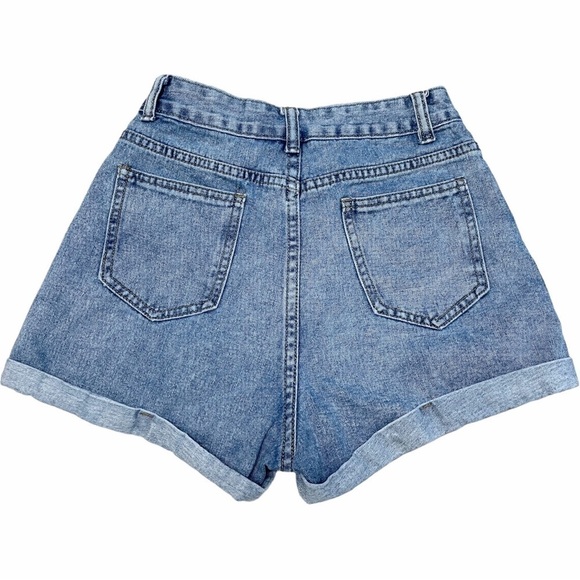 SHEIN Womens Small Shorts High Waisted Denim Rolled Hem Zip Fly Button Blue Jean - Picture 5 of 14